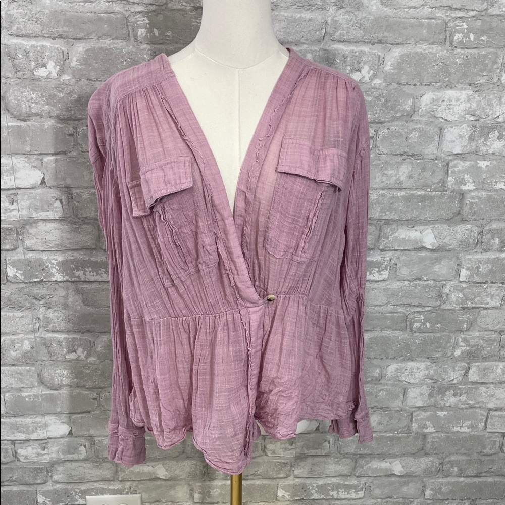 Free People Safari Sheer Wrap Top in mauve